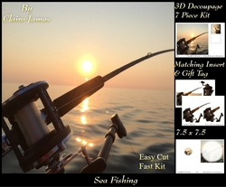 Sea Fishing - 3D Decoupage + Insert & Tag