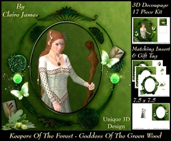 Keepers Of The Forest - Goddess of The Green Wood - Special 3D Decoupage Insert & Tag