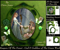 Keepers Of The Forest - God & Goddess of The Green Wood - Special 3D Decoupage Insert & Tag