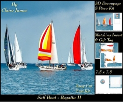 Boats - Sailing - Regatta 2 - 3D Decoupage + Insert & Tag