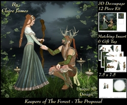 Keepers Of The Forest - The Proposal - Special 3D Decoupage Insert & Tag