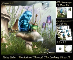Fairy Tales - Wonderland Through The Looking Glass 2 - Special 3D Decoupage + Insert & Tag