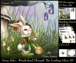 Fairy Tales - Wonderland Through The Looking Glass 3 - Special 3D Decoupage + Insert & Tag