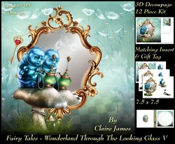 Fairy Tales - Wonderland Through The Looking Glass 5 - Special 3D Decoupage + Insert & Tag