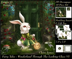 Fairy Tales - Wonderland Through The Looking Glass 6 - Special 3D Decoupage + Insert & Tag