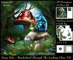 Fairy Tales - Wonderland Through The Looking Glass 7 - Special 3D Decoupage + Insert & Tag