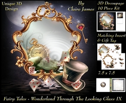 Fairy Tales - Wonderland Through The Looking Glass 9 - Special 3D Decoupage + Insert & Tag