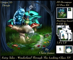 Fairy Tales - Wonderland Through The Looking Glass 15 - Special 3D Decoupage + Insert & Tag