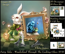 Fairy Tales - Wonderland Through The Looking Glass 17 - Special 3D Decoupage + Insert & Tag