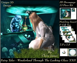 Fairy Tales - Wonderland Through The Looking Glass 22 - Special 3D Decoupage + Insert & Tag