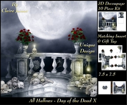 All Hallows Eve - The Day Of The Dead 10 - Special 3D Decoupage + Insert & Tag