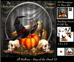 All Hallows Eve - The Day Of The Dead 11 - Special 3D Decoupage + Insert & Tag