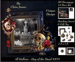 All Hallows Eve - The Day Of The Dead 26 - Special 3D Decoupage + Insert & Tag