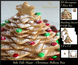 Yule Tide Magic - Christmas Bakery Tree - 3D Decoupage Unique Design kit + Insert & Gift Tag