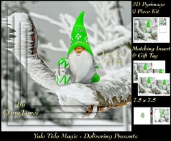 Yule Tide Magic - Delivering Presents - Pyrimage/pyramid Easy Cut Fast kit + Insert & Gift Tag