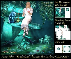 Fairy Tales - Wonderland Through The Looking Glass 24 - Special 3D Decoupage + Insert & Tag