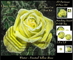Winter - Frosted Yellow Rose - Pyrimage/pyramid + Insert & Tag