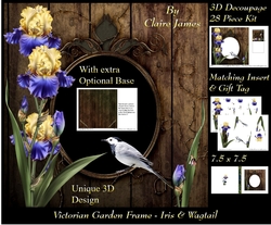 Victorian Secret Garden - Iris & Wagtail Frame & Card Kit Special 3D Decoupage + Insert & Tag