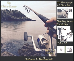 Past Times & Hobbies - Fishing - 3D Decoupage + Insert & Tag