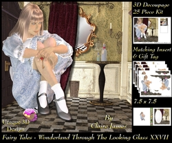 Fairy Tales - Wonderland Through The Looking Glass 27 - Special 3D Decoupage + Insert & Tag