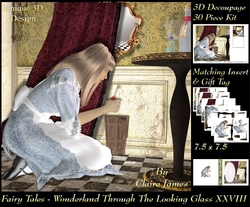 Fairy Tales - Wonderland Through The Looking Glass 28 - Special 3D Decoupage + Insert & Tag