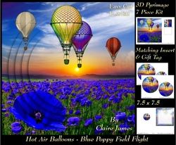 Hot Air Balloons - Blue Poppy Sunset Flight - Pyrimage/Pyramid + Insert & Tag