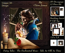 Fairy Tales - The Enchanted Rose - Tale As Old As Time 19 - Special 3D Decoupage + Insert & Tag