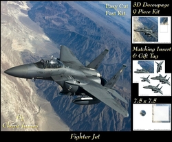 Planes - Fighter Jet - 3D Decoupage + Insert & Tag