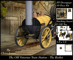 The Old Victorian Train Station 22 - Rocket - Travel Adventures - 3D Decoupage Insert & Tag