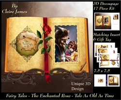 Fairy Tales - The Enchanted Rose - Tale As Old As Time 22 - Special 3D Decoupage + Insert & Tag