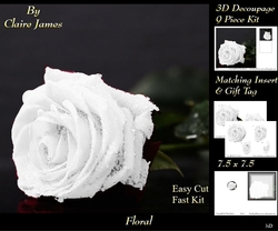 Botanical & Floral 3 - White Rose 3D Decoupage + Insert & Tag