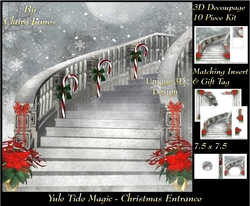 Yule Tide Magic - Christmas Entrance - 3D Decoupage kit + Insert & Gift Tag