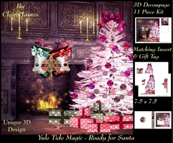 Yule Tide Magic - Ready For Santa 3 - 3D Decoupage kit + Insert & Gift Tag