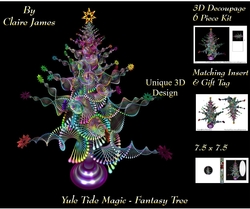 Yule Tide Magic - Fantasy Tree - 3D Decoupage kit + Insert & Gift Tag