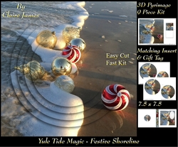 Yule Tide Magic - Festive Shoreline - 3D Pyramid/pyrimage + Insert & Gift Tag