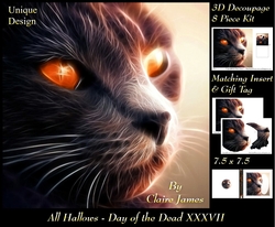 All Hallows Eve - The Day Of The Dead 37 - Special 3D Decoupage + Insert & Tag