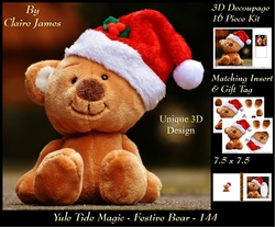 Yule Tide Magic - Festive Bear - 3D Decoupage kit + Insert & Gift Tag