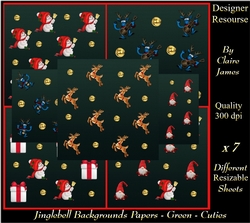Jingle Bell Decorative Background Papers - Cutes Green