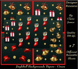 Jingle Bell Decorative Background Papers - Green