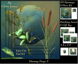 Dreamy Frogs 5 - 3D Pyramid/pyrimage + Insert & Gift Tag