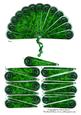 Steampunk Hand Fan Green Crushed Velvet Cogs Clock Decoupage