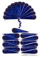 Steampunk Hand Fan Blue Crushed Velvet Cogs, Clock Decoupage