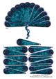 Steampunk Hand Fan Teal Crushed Velvet Cogs, Clock Decoupage