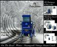 On the Road - Winter - Steampunk Vintage Steam Coach + Tag +