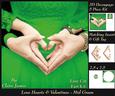 Love Hearts & Valentines - Hearts 5 Mid Greeen +ins + Tag