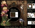 Victorian Secret Garden - Iris & Long Tail Tits Frame & Card Kit Pyrimage/Pyramid + Insert & Tag