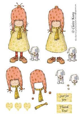 Girl and Her Little Dog Step by Step Decoupage Sheet