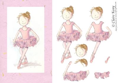 Pink Ballet Girl - Quick Card Craft Sheet