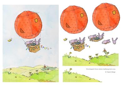 Bunnies in Hot Air Balloon Adventure Step by Step