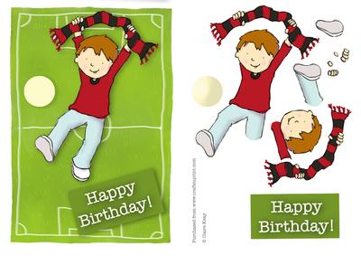 Football Supporter Happy Birthday Quick Card (red, Black))